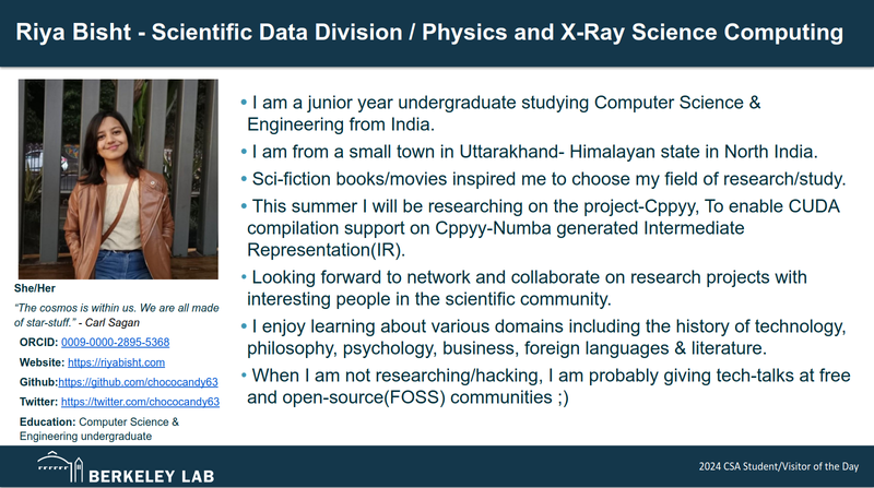 Berkeley Lab summer visitor of the day